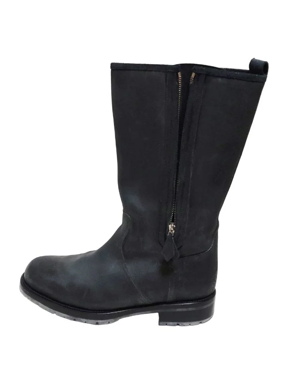 Hermes Boots 40 Dark Gray Side Zip Shearling